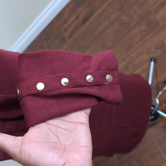 Fashion Nova| Maroon Red Long Sleeve Midi Button Up Dress With Button Detailing - Picture 9 of 15